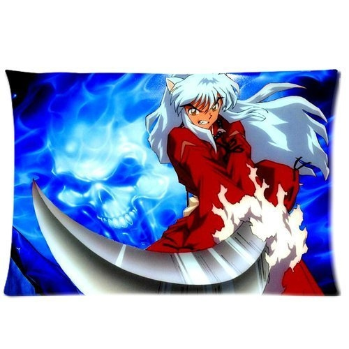 The Japanese Anime Comic Cartoon Series Inuyasha Personalized Custom  Rectangle Soft Pillow Case Cover 20X30 (One Side) -Inuyasha Fighting Devil  Weapons Knife Iron Broken Tooth Pattern Bule Fantasy Background Pillowcase  | Wish