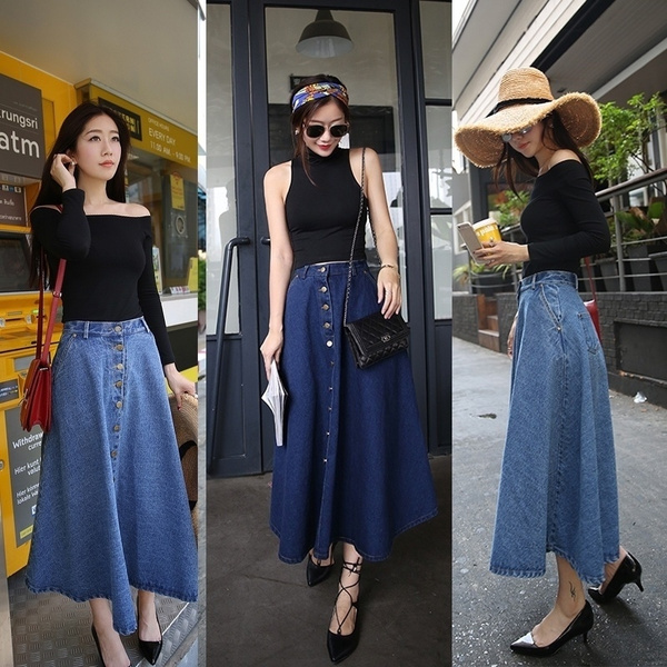 Denim skirt online flare