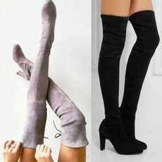 Women Faux Suede Thigh High Boots Over the Knee Boots Stretch Sexy Overknee High Heels Woman Shoes 