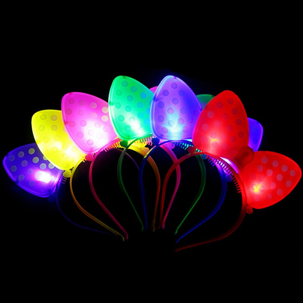 Festival LED Blinking Lighting Up Bow Minnie Headband Flashing light Hair Band0U 