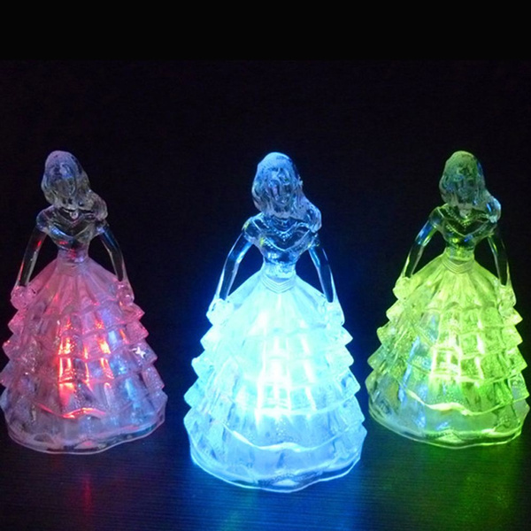 Gift Colorful Small Lights Crystal Acrylic Little Princess Shaped Night Light 