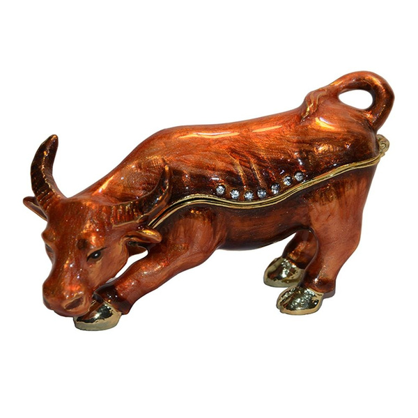 Bull cow jewelry trinket box animal figurines | Wish