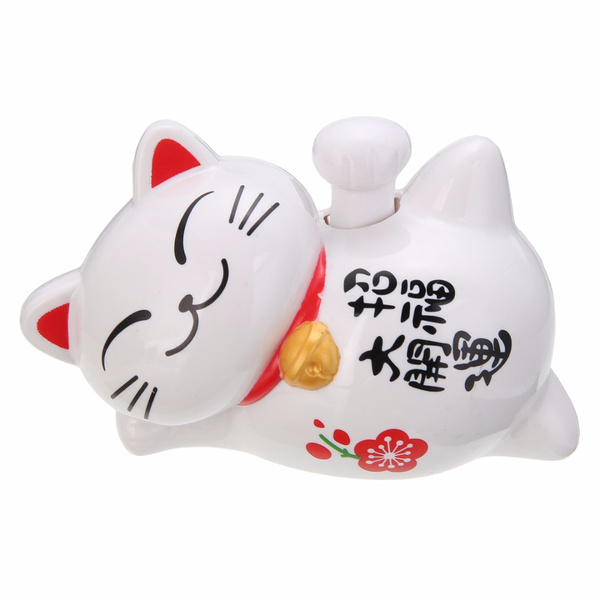 Solar Powered Welcoming Cat Adorable Waving Beckoning Fortune Lucky Household