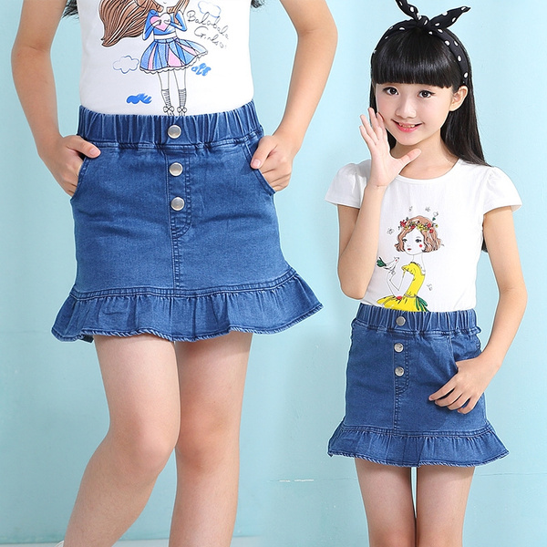 kids blue jean skirt