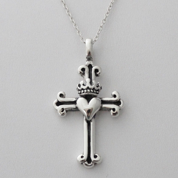 925 Sterling Silver Love Of The Crown Cross Pendant