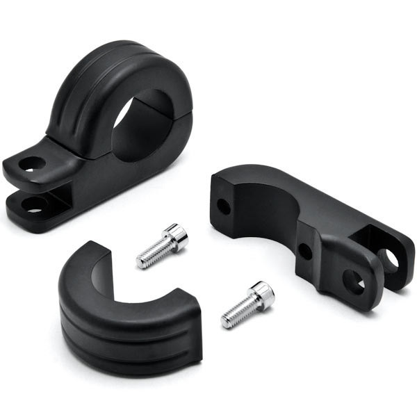 Black 11/4" Engine Guard Tube Bar Footpeg Clamps Compatible with