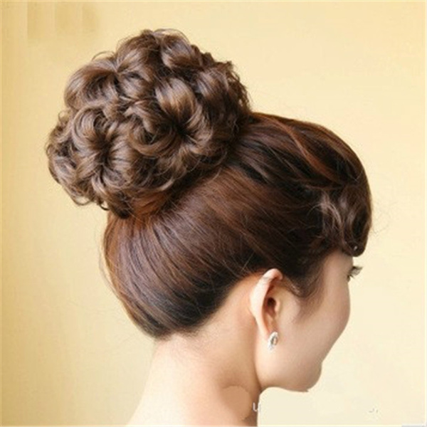 Women's Curly Messy Bun Hair Twirl Piece Wigs Extensions Hairdressing 