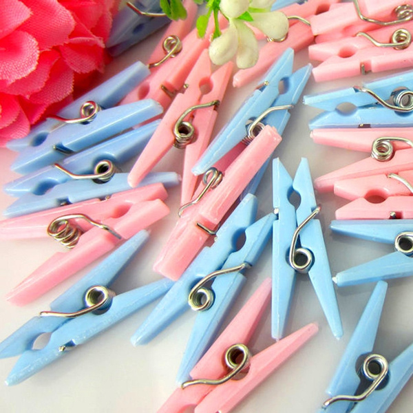 Small Clothes Pins Baby Shower Clothespin Favors Pink Girl Blue Boy Party  Game 50Pieces