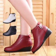 ankle boots, wedge, Leather Boots, Chaussures plates