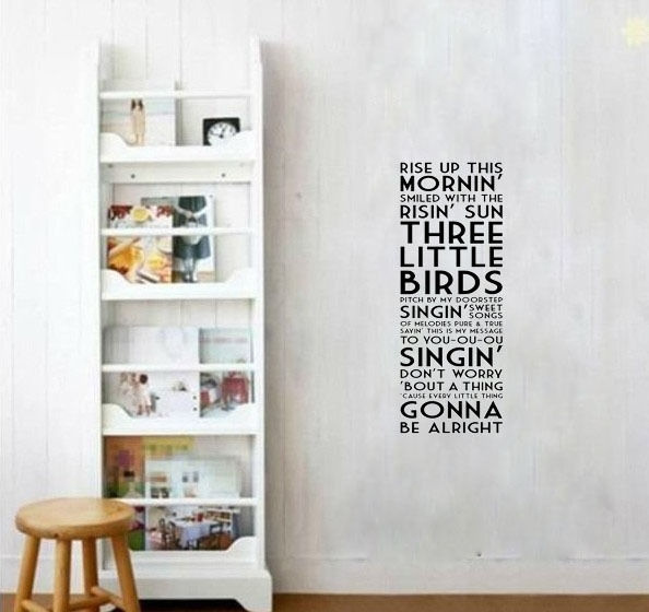 Bob Marley Three Little Birds Song Lyrics Quote Vinyl Wall Decal Decor Sticker Wish