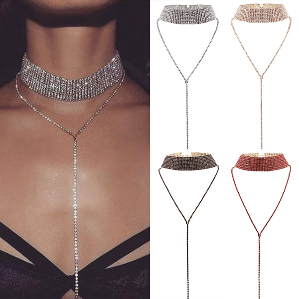 wide diamond choker necklace