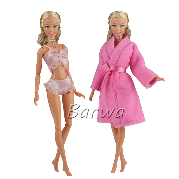 BARWA Doll Pajamas Sleep Suit Sleepwear Clothes Compatible for 11.5 Inch  Girl Doll (Pink - 4 Sets)