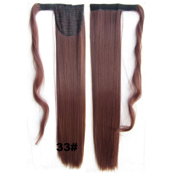 22 PONYTAIL Clip in Hair Extensions FALLING CURLS Dark Auburn #33