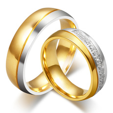 Steel, weddingengagementring, czring, gold
