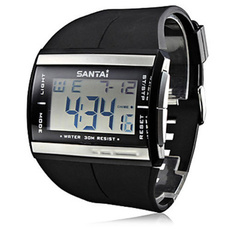Electronic 2016 New Watches Waterproof Fashion LCD Watch Digital Watch SanTai Rubber Band Quartz Watch Men Wristwatch relogio