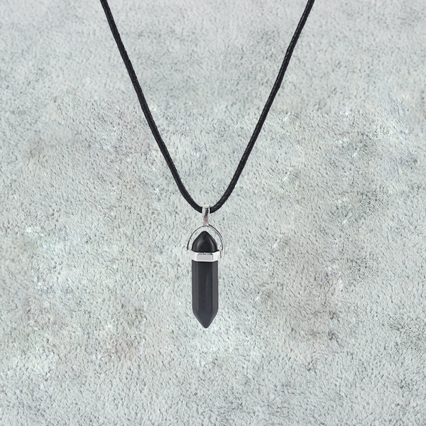 Crystal Pendant Necklace Black Obsidian