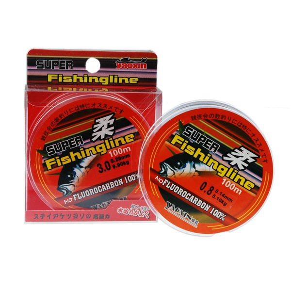 Strong Fishing Line Japanese 100m Nylon Transparent Fluorocarbon Tackle Line B+ 