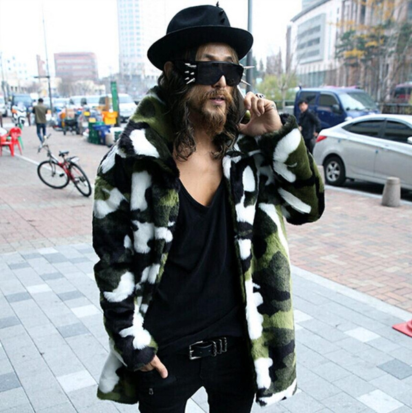 Camouflage fur coat sale