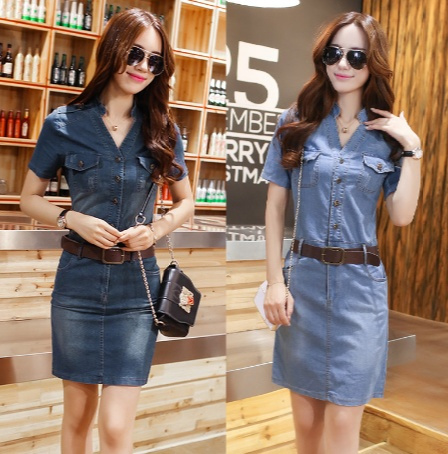 Jean dress knee clearance length