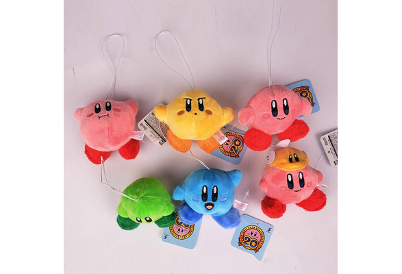 6pcs Star Kirby Plush Soft Doll 20th Anniversary Stuffed Toy with Keychain 3"