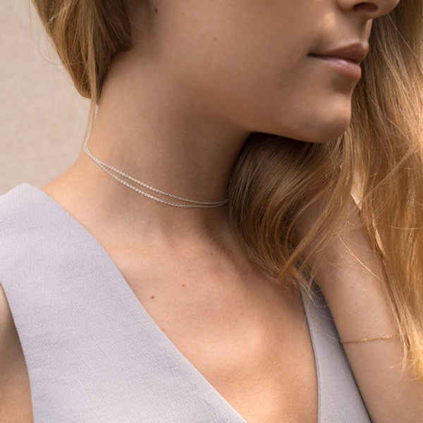 N01102_Lovely designer rose gold choker necklace embellished with Amer |  SwagQueen