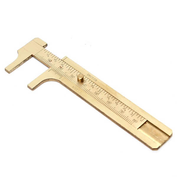 Pocket Brass Caliper Portable Double Scale 80mm Measuring Ruler Vintage ...