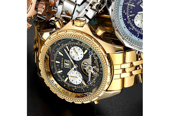 Orkina mens golden hot sale automatic mechanical wrist watch