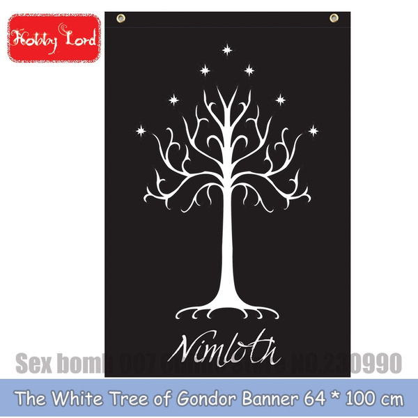 Astany White Tree of Gondor Tolkien Hobbit Lord of The Rings 3X5FT Vertical Black Flag