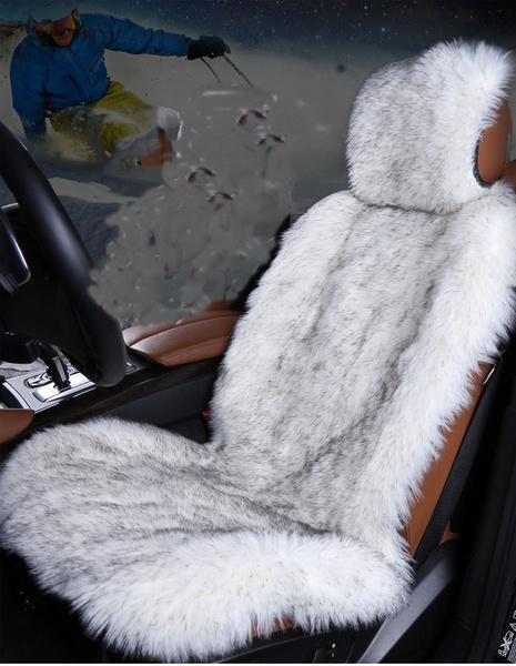 Long Wool Car Faux Fur Seat Cover Sheepskin Covers Universal Fit Single Front Wish - Faux Sheepskin Car Seat Covers Black