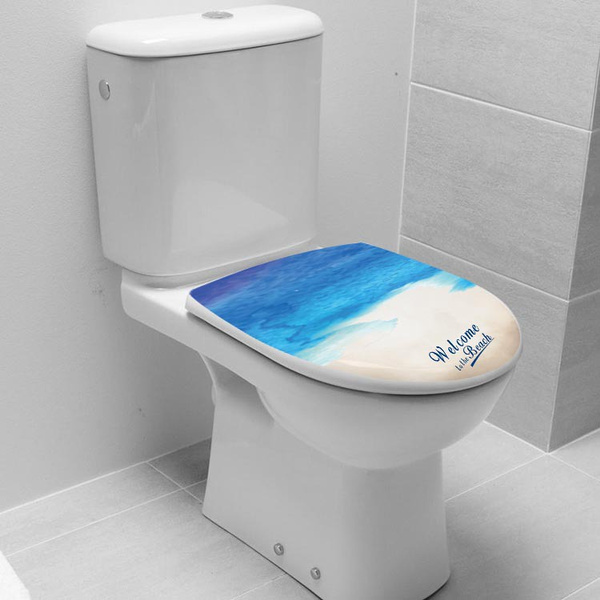 Beach Sea Sticker WC Pedestal Pan Cover Sticker Toilet Stool Commode Sticker  Home Decor Bathroom Decor 3D Printed