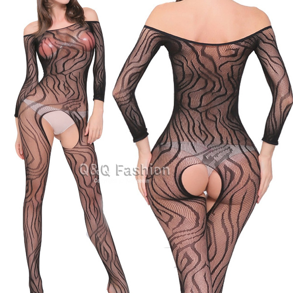 Crotchless Fishnet Long Sleeve Body Stocking