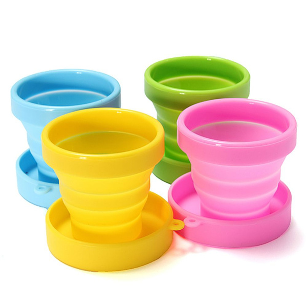 Cup Silicone Retractable Folding Water Cups Candy Colors Travel Mug Folding Cup 