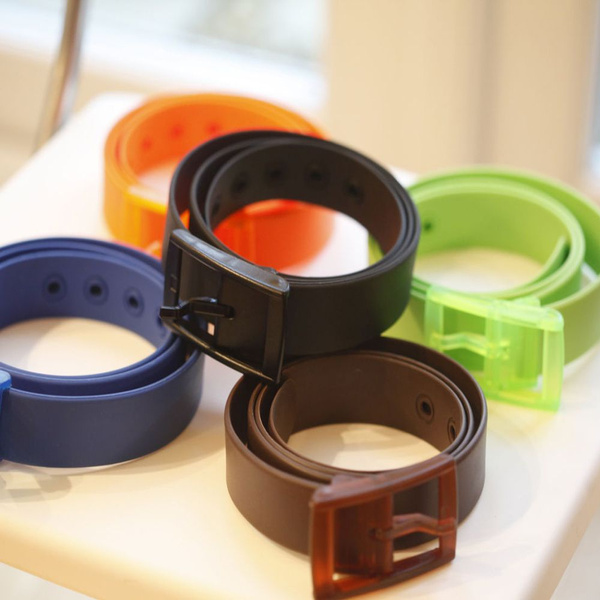 Plain Smooth Plastic Buckle Unisex Waist Belt Strap Silicone Rubber Leather  Belt Smooth Buckle Ceinture Casual Belts Belts Silicone Belt Waistband