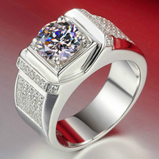Luxurious Man's White Sapphire Gemstones 925 Sterling Silver Ring Gifts