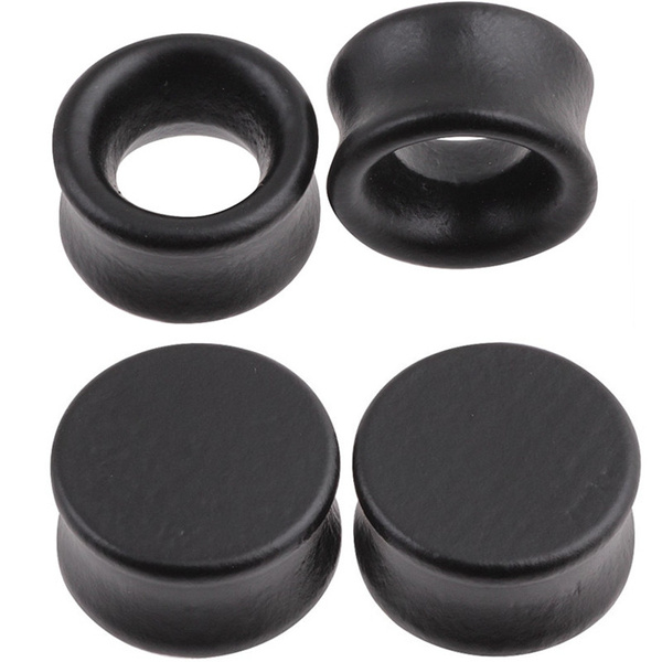 1Pair Natural Wood Ear Plugs Tunnels Hollow Plugs Double Flared ...