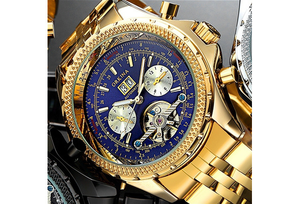 MG. ORKINA Men s Golden Automatic Mechanical Wrist Watch and Gift