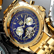 MG. ORKINA Mens Golden Automatic Mechanical Wrist Watch