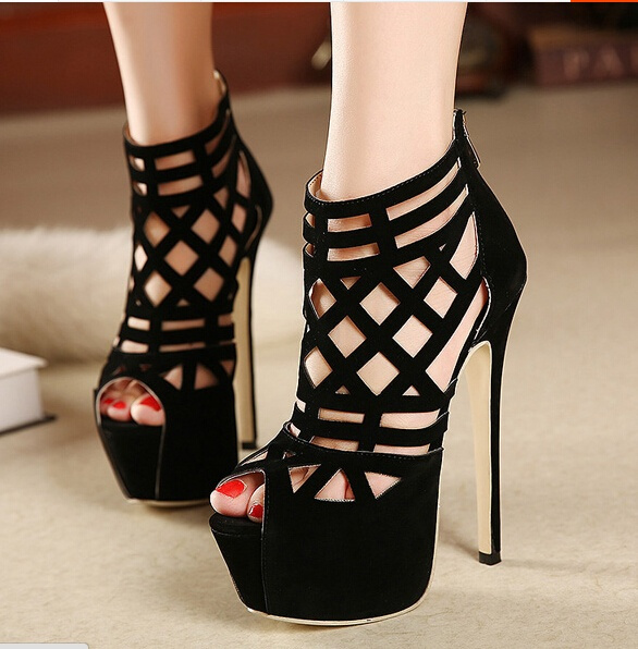 Sale Women Summer Black Pumps Party Shoes Platform Pumps Wedding Shoes Stiletto Heels Open Toe High Heels Dress Shoes Wish