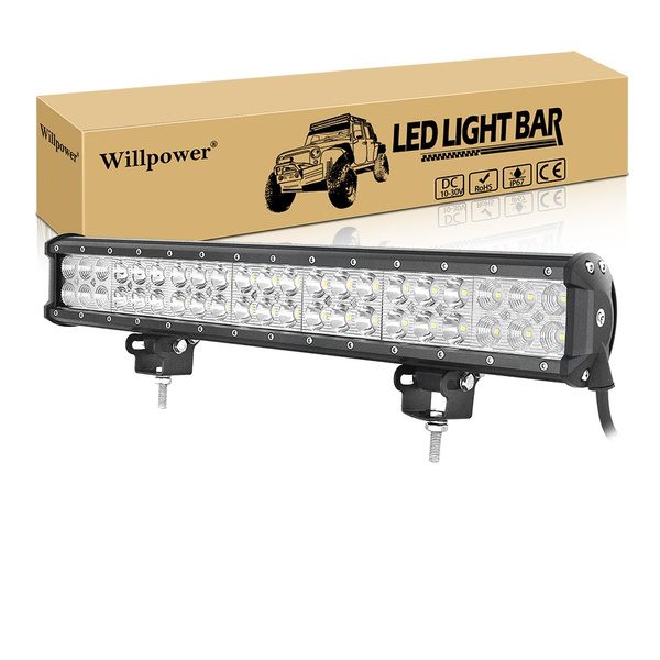  Willpower 24 Inch 180W LED Light Bar 12V 24V Slim Off Road  Driving Lights IP67 Waterproof Spot Beam Work Fog Lamps for 4X4 Offroad  Truck Car ATV SUV Vehicle Boat Lighting