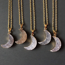 Druzy Moon Pendant Moon Druzy Pendant Moon Jewelry Druzy Pendant Moon Crystal Necklace Crescent Moon Moon Necklace Druzy Jewelry