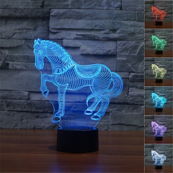 Carousel 3D Night Light 7 Colors Gradient Merry-Go-Round Horse USB