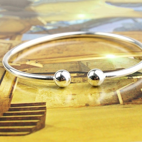 Cape Cod Jewelry Solid 925 Sterling Silver and 14k Gold 2 Ball Cuff Bracelet  | JewelryOfCape.com