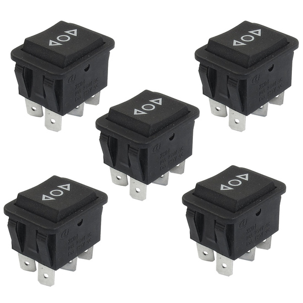 5X 6 Pin DPDT Black Button On/Off/On Rocker Switch AC 250V/10A 125V/15A ...
