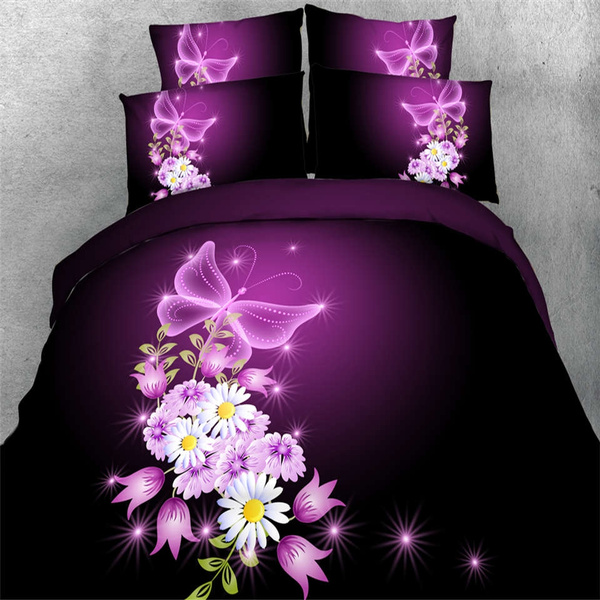 3d Mystical Erfly Flores Luxury, Royal Purple Duvet Cover King Size