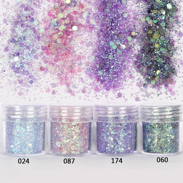 1 Box Pink Purpel Color Nail Glitter Dust Fine Mix Nail Sequins