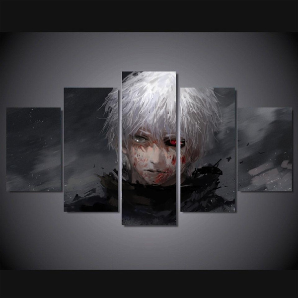 Unframed 5 Panels Wall Art 5 Panels Tokyo Ghoul Ken Kaneki Wall Art Anime Canvas Poster Wish