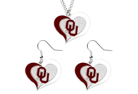 NCAA Oklahoma Sooners Swirl Heart Earrings
