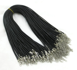 10pcs 1.5mm Black Wax Leather Snake Necklace Beading Cord String Rope Wire 45cm+5cm Extender Chain with Lobster Clasp DIY