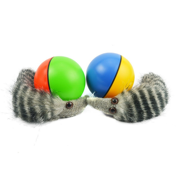 Cute Pet Puppy Dog Interactive Toys Pet Cat Dog Ball Toy Small Motorized  Clastic Rolling Bell With A Hairy Tail Interactive Toys - AliExpress