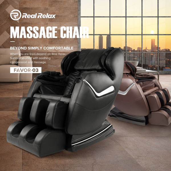 Real Relax Massage Chair, Full Body Recliner with Zero Gravity